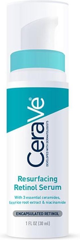 CeraVe Retinol Serum tegen Acne en oneven beige | Poriënverfijning, resurfacing, verhelderend gezichtsserum met retinol