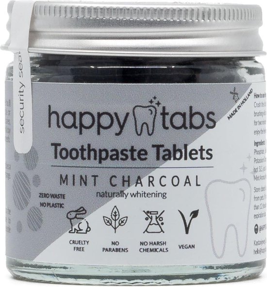 Tandpasta Tabletten (Mint Charcoal ) - Happy Tabs 80 Tabletten