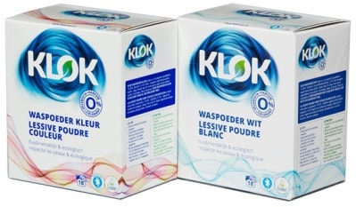 Klok eco vriendelijk wasmiddel kleur en wit
