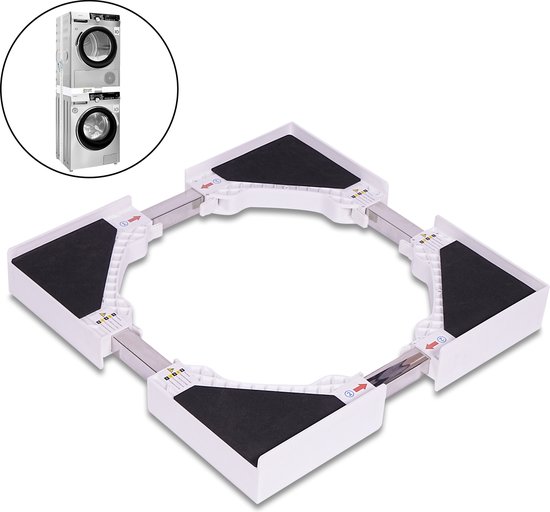 Vonia Tussenstuk wasmachine droger - Stapelkit wasmachine droger - Universeel - Verstelbaar - Wit