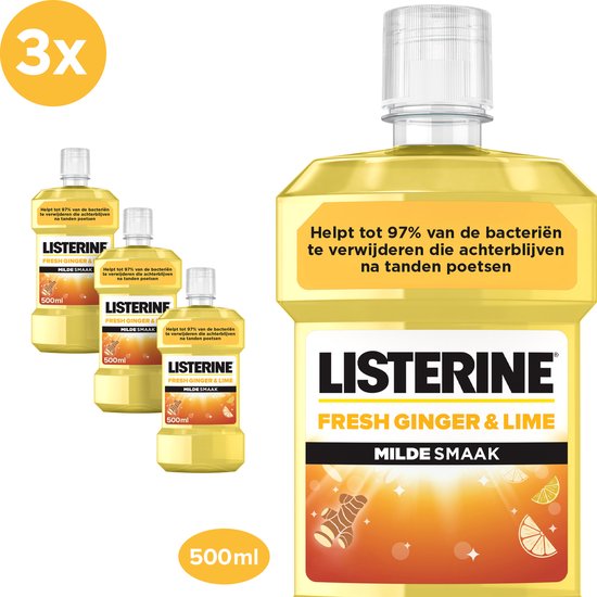 Listerine Fresh Ginger & Lime Mondspoeling 500 ml - Pack of 3