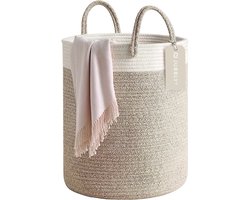 Jubbly® - Wasmand - Wassorteerder - Opbergmand - Wasmand opvouwbaar - Wasbox - Woon Accessoires - 40 Liter - 100% Handgeweven Biologisch Katoen