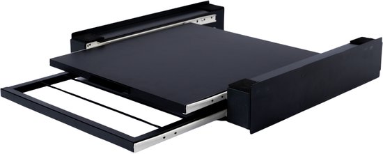 ProductXpert Stacko™ - Stapelkit - Tussenstuk - Uitschuifbare Plank met Handdoekhouder - Wasmachine en Droger - Zwart - Antislip