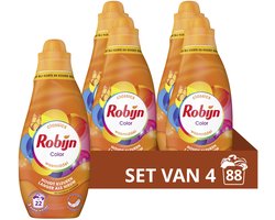 Robijn - Vloeibaar Wasmiddel - Klein & krachtig - Color - 4 flessen - 88 wasbeurten - Voordeelverpakking