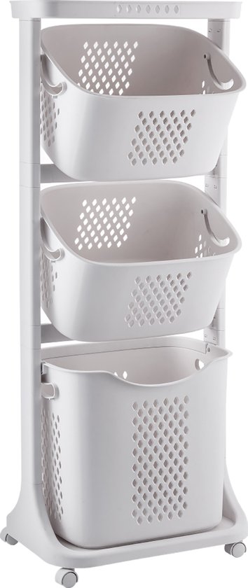 Sens Design Wassorteerder – Wasmand met 3 vakken - op wieltjes