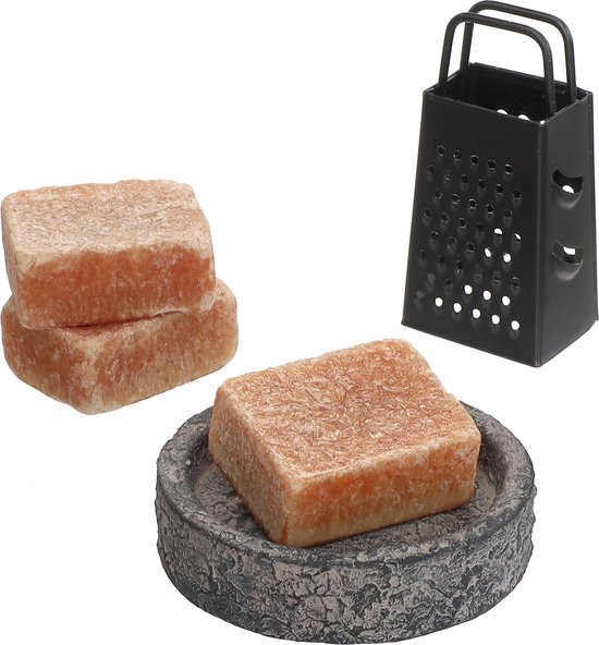 Comforder 3 Amberblokjes Amber - Geurblokjes Set met Schaaltje, Rasp en Geurzakje - Giftset