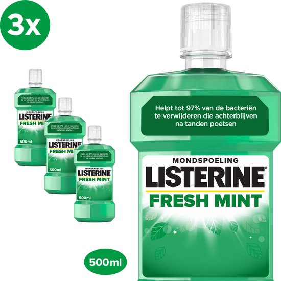Listerine Fresh Mint Mondspoeling 500 ml - Pack of 3