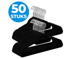ACAZA Kledinghangers - Kleerhangers - Broekhanger - 50 Stuks - Volwassenen - Anti Slip - Sterk Materiaal - Fluweel/Velvet - Zwart