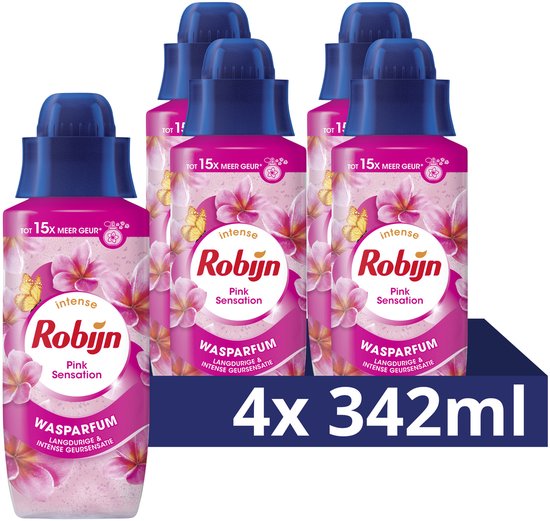Robijn -Intense Wasparfum - Pink Sensation - 4 flessen x 342 ml