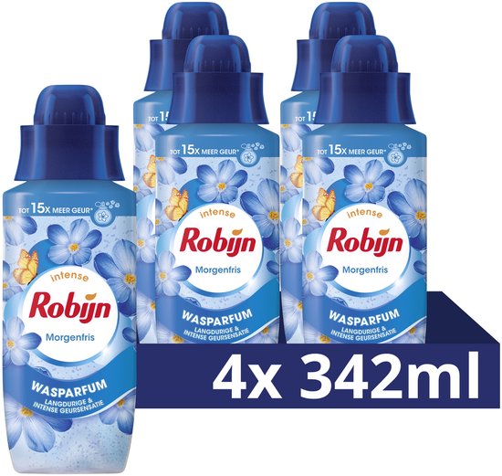 Robijn Intense Wasparfum - Morgenfris - 4 flessen x 342 ml - Voordeelverpakking