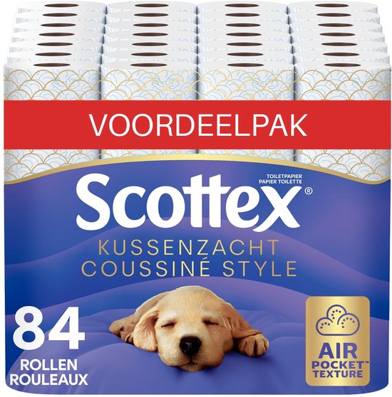 Scottex® toiletpapier - Kussenzacht Design wc papier - 84 rollen - Ultiem comfort - Voordeelverpakking