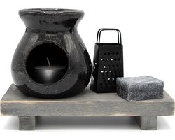 Ideas4Seasons Amberblokjes/geurblokjes cadeauset 4-delig - musk geur - inclusief geurbrander en rasp