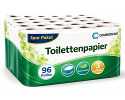 Commerline Toiletpapier – 3-laags – 150 vellen per rol – 96 rollen – Eco