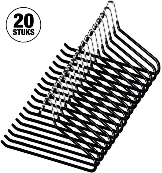 Luxe Broekhanger – 20 stuks – Metalen Kledinghangers – Kledingkast Organizer – Kleerhangers – Ruimtebesparende Broekhangers – Anti-slip - Zwart