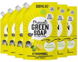 Marcel's Green Soap Afwasmiddel Navulling - Citroen & Bergamot - 6 x 500ml