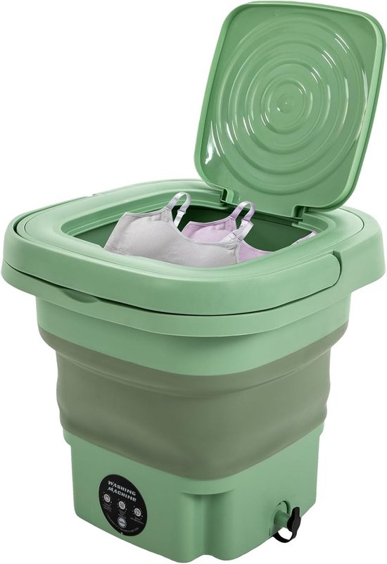 Opvouwbare Mini Wasmachine Compact Energiezuinig 8L Capaciteit met 3 Tijdsinstellingen Draagbare Wasmachine voor Studenten Camping Appartementen Babykleding Handdoeken Ondergoed groente