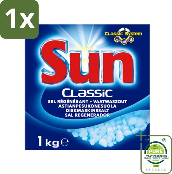 1 x Sun Classic - Vaatwaszout - Klassiek Systeem - 1 kg - Vaatwaszout - Vaatwasser Schoonmaken - Kalkaanslag Voorkomen - Vaatwasser Onderhoud - Vaatwasser Zout