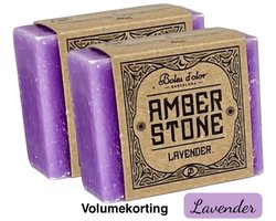 Amberblokjes 2x 'Boles d'olor Lavender' - Incl. verzenden - Lila - Lavendel - Amber stone blokje - Geurblokje - Geurverfrisser - Luchtverfrisser - Geurzakjes - Parfum - Fris - Wc - Toilet - Kledingkast - Kast - Lade - Geurbrander - Brander