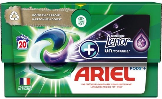 Ariel Original - Touch of Lenor Unstoppables - Wasmiddelcapsules - Pods+ - Witte en Gekleurde Was - 20 Wasbeurten