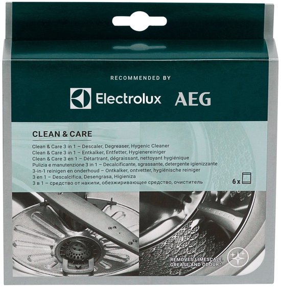 Electrolux M2GCP601 Clean and Care - 3 in 1 reiniger - reinigen en onderhoud - ontkalker, ontvetter en reiniger - geschikt voor wasmachines & vaatwassers - 6 zakjes goed voor een half jaar