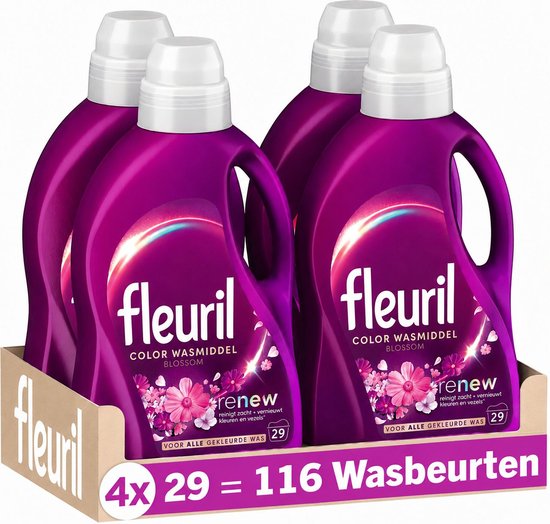 Fleuril Color Blossom - Vloeibaar Wasmiddel - Gekleurde Was - Intense Geurbeleving - 4x29 Wasbeurten - Voordeelverpakking