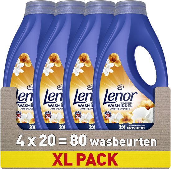 Lenor Vloeibaar Wasmiddel - Amber & Orchid - 4 x 20 Wasbeurten