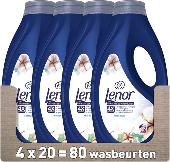 Lenor Vloeibaar Wasmiddel Katoen Fris - 4 x 20 Wasbeurten