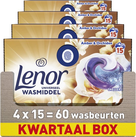 Lenor Wasmiddel All-in-1 Pods Amber & Orchidee - 4 x 15 stuks