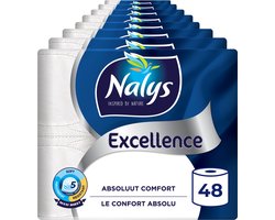 Nalys Excellence Toiletpapier - 48 rollen - Wit Maxi Vellen (5-laags) - Voordeelverpakking - papieren verpakking