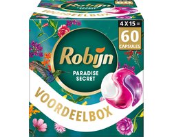 Robijn Wasmiddel - 3-in-1 Wascapsules - Color Paradise Secret - 4 x 15 stuks - 60 Wasbeurten - Voordeelverpakking