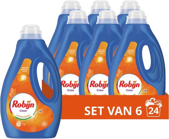 Robijn - Vloeibaar Wasmiddel- Color - 6 flessen - 144 Wasbeurten - Voordeelverpakking