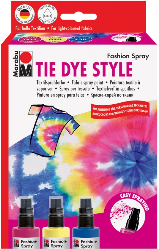 Tie-dye textielspuitverf set in modetrends