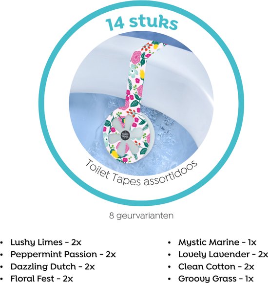 Toilet Tapes - Assortidoos - voordeelverpakking - 14 stuks - Eco-vriendelijke WC Blokjes - 220+ Spoelbeurten per stuk - Tot 90% Minder Plastic - Efficiënte Toiletsteen - ook geschikt voor randloos toilet - duurzaam verpakt in FSC karton