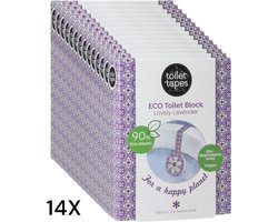 Toilet Tapes - Lovely Lavender - voordeelverpakking - 14 stuks - Eco-vriendelijke WC Blokjes - 220+ Spoelbeurten - Tot 90% Minder Plastic, Efficiënte Toiletsteen - ook geschikt voor randloos toilet - duurzaam verpakt in FSC karton