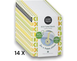 Toilet Tapes - Lushy Limes - voordeelverpakking - 14 stuks - Eco-vriendelijke WC Blokjes - 220+ Spoelbeurten - Tot 90% Minder Plastic, Efficiënte Toiletsteen - ook geschikt voor randloos toilet - duurzaam verpakt in FSC karton