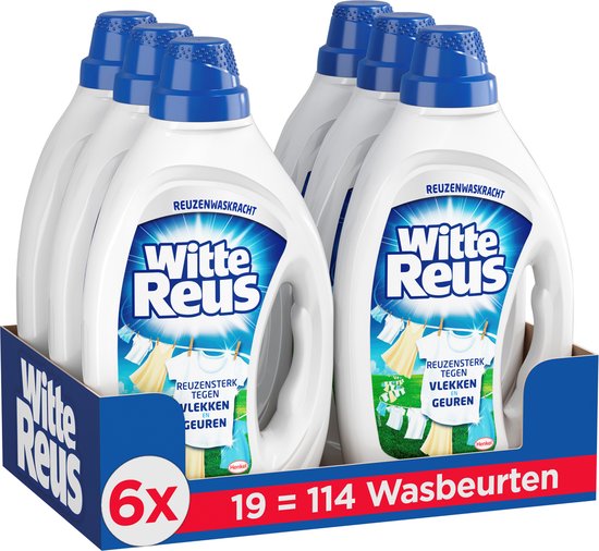 Witte Reus Gel - Vloeibaar Wasmiddel - Witte Was - 6 x 19 Wasbeurten - Voordeelverpakking